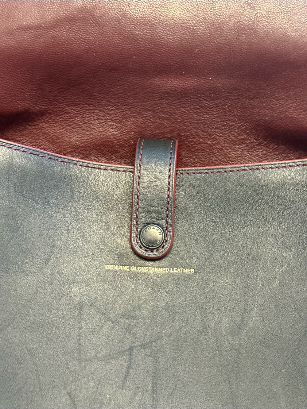 Coach 1941 Glove Tanned Leather Saddle Crossbody Bag in Black with Red Trim USED - Picture 5 of 14